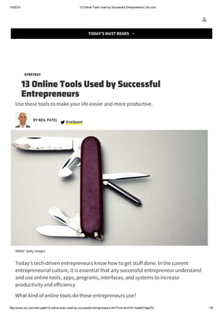 13 online tools used by successful entrepreneurs   inc