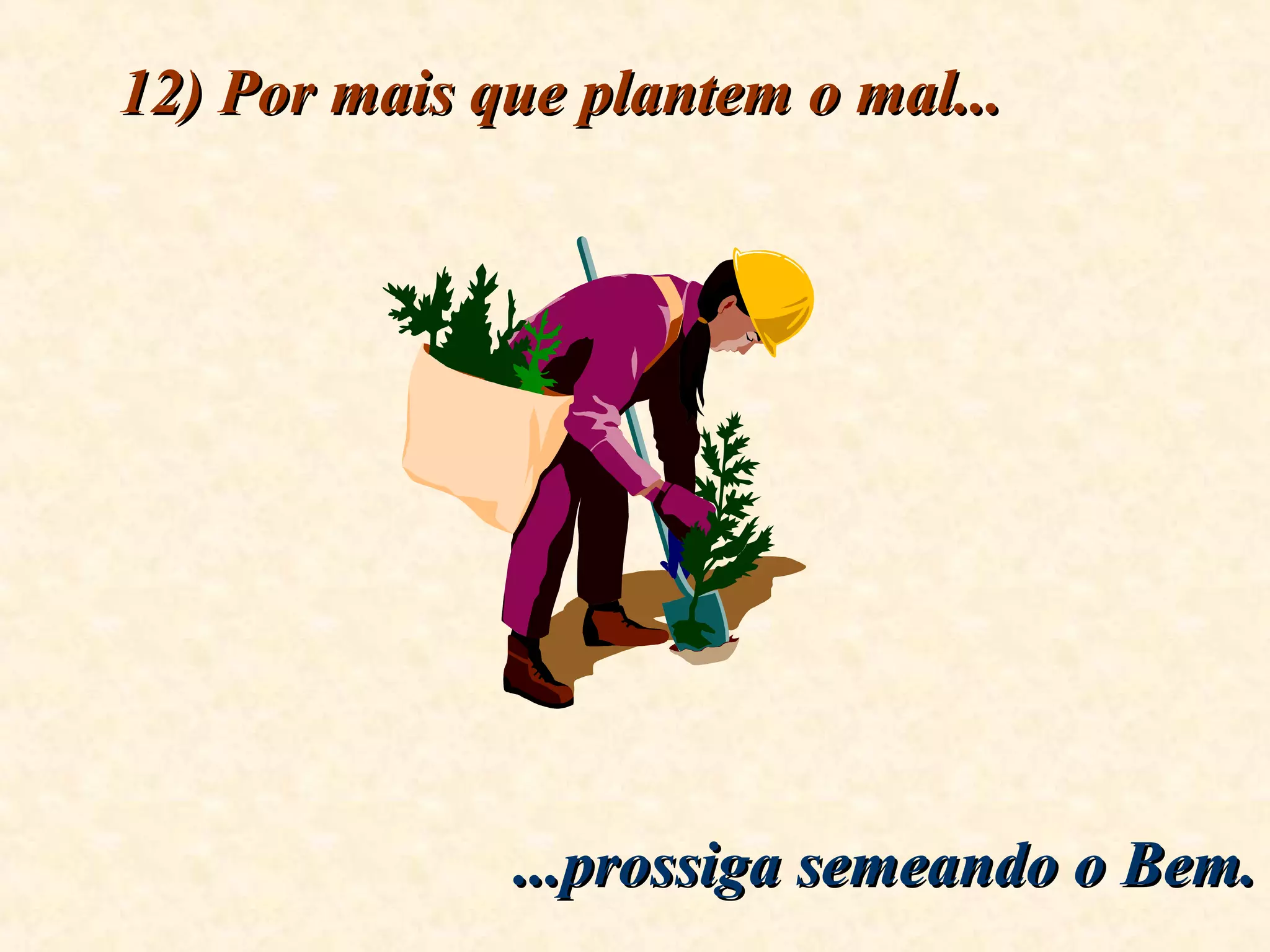 12) Por mais que plantem o mal...12) Por mais que plantem o mal...
...prossiga semeando o Bem....prossiga semeando o Bem.
 