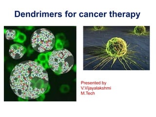 Dendrimers for cancer therapy
Presented by
V.Vijayalakshmi
M.Tech
 