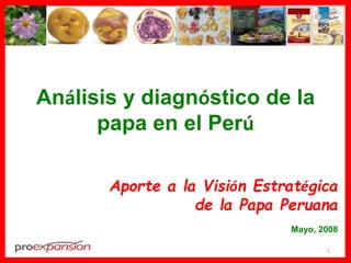 1
Análisis y diagnóstico de la
papa en el Perú
Aporte a la Visión Estratégica
de la Papa Peruana
Mayo, 2008
 