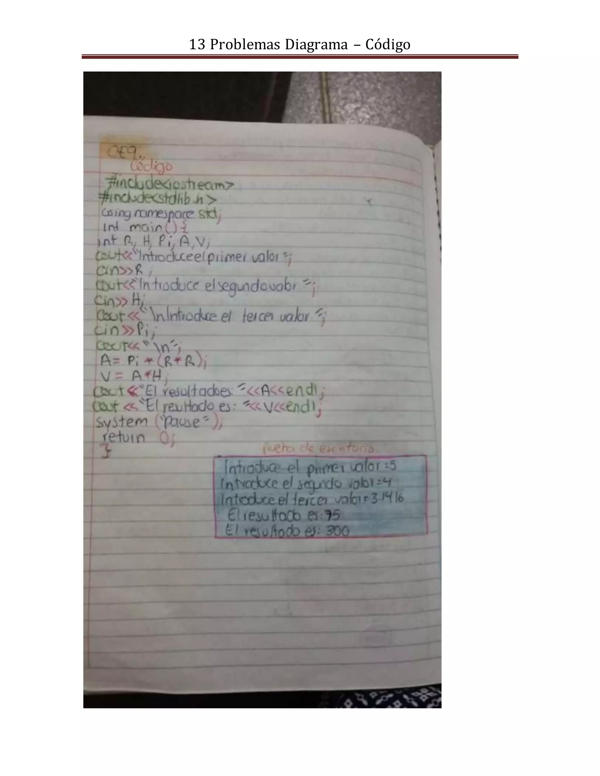 13 Problemas Diagrama – Código
 