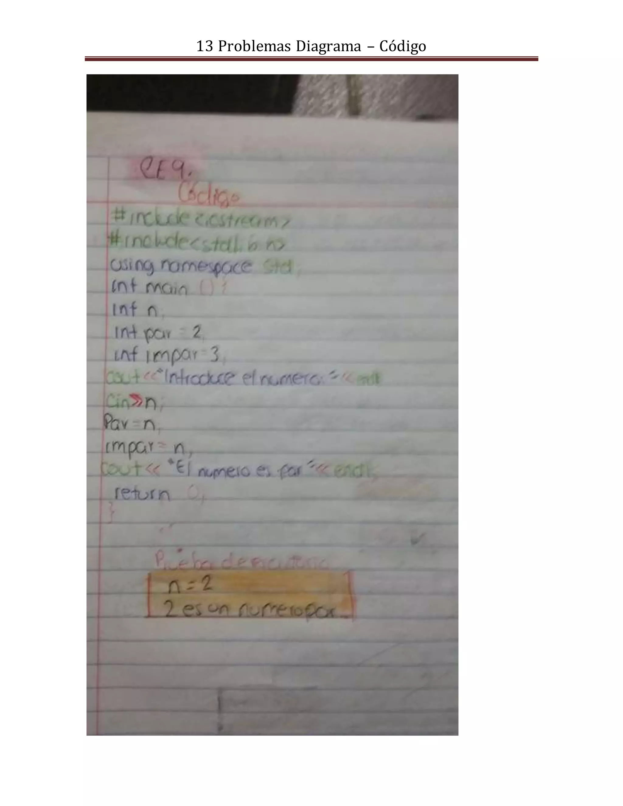 13 Problemas Diagrama – Código
 