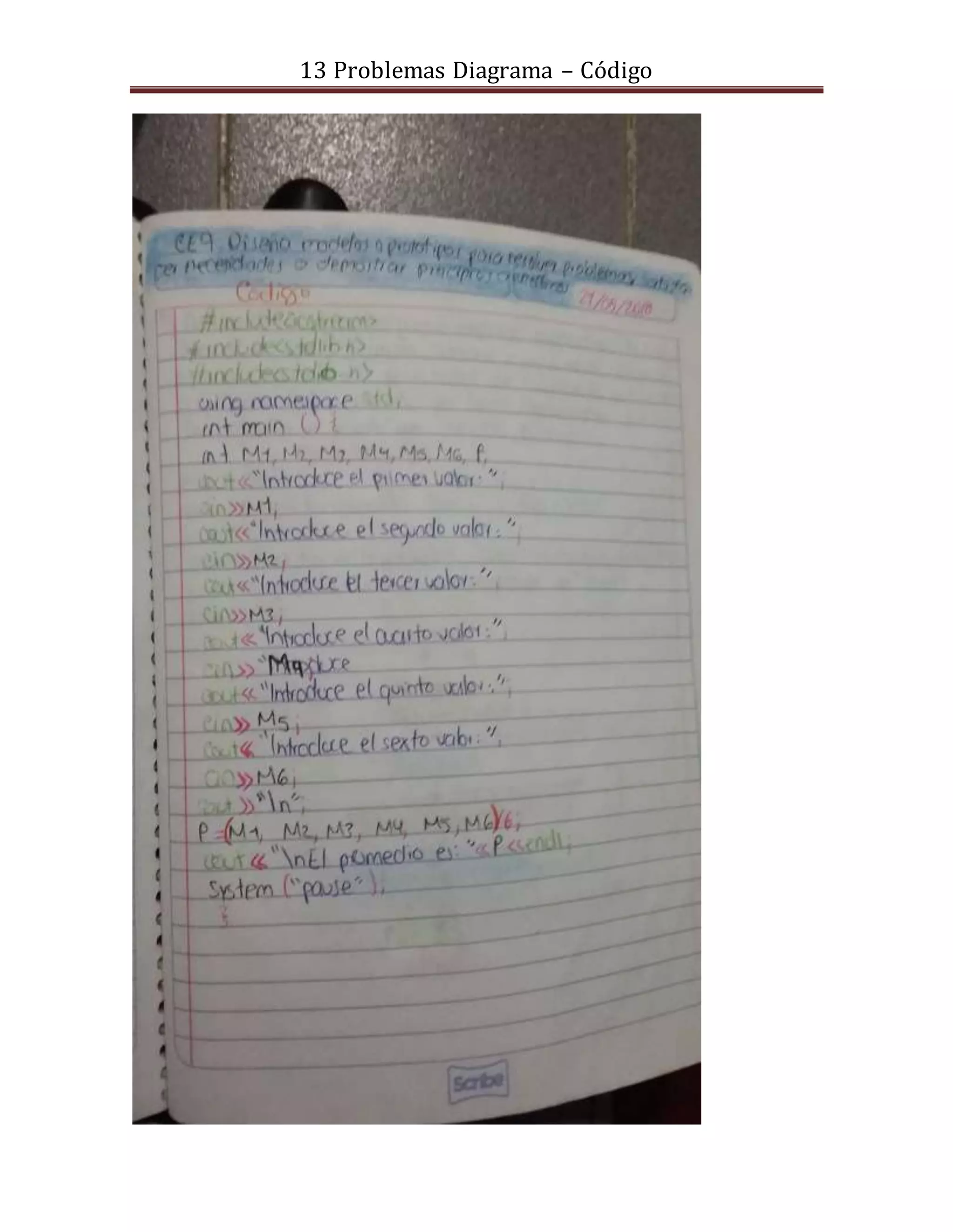 13 Problemas Diagrama – Código
 