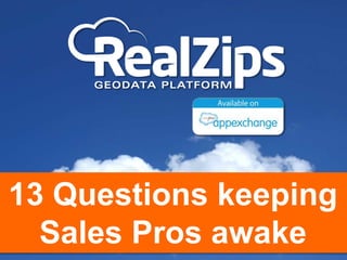 13 Questions keeping
Sales Pros awake
 