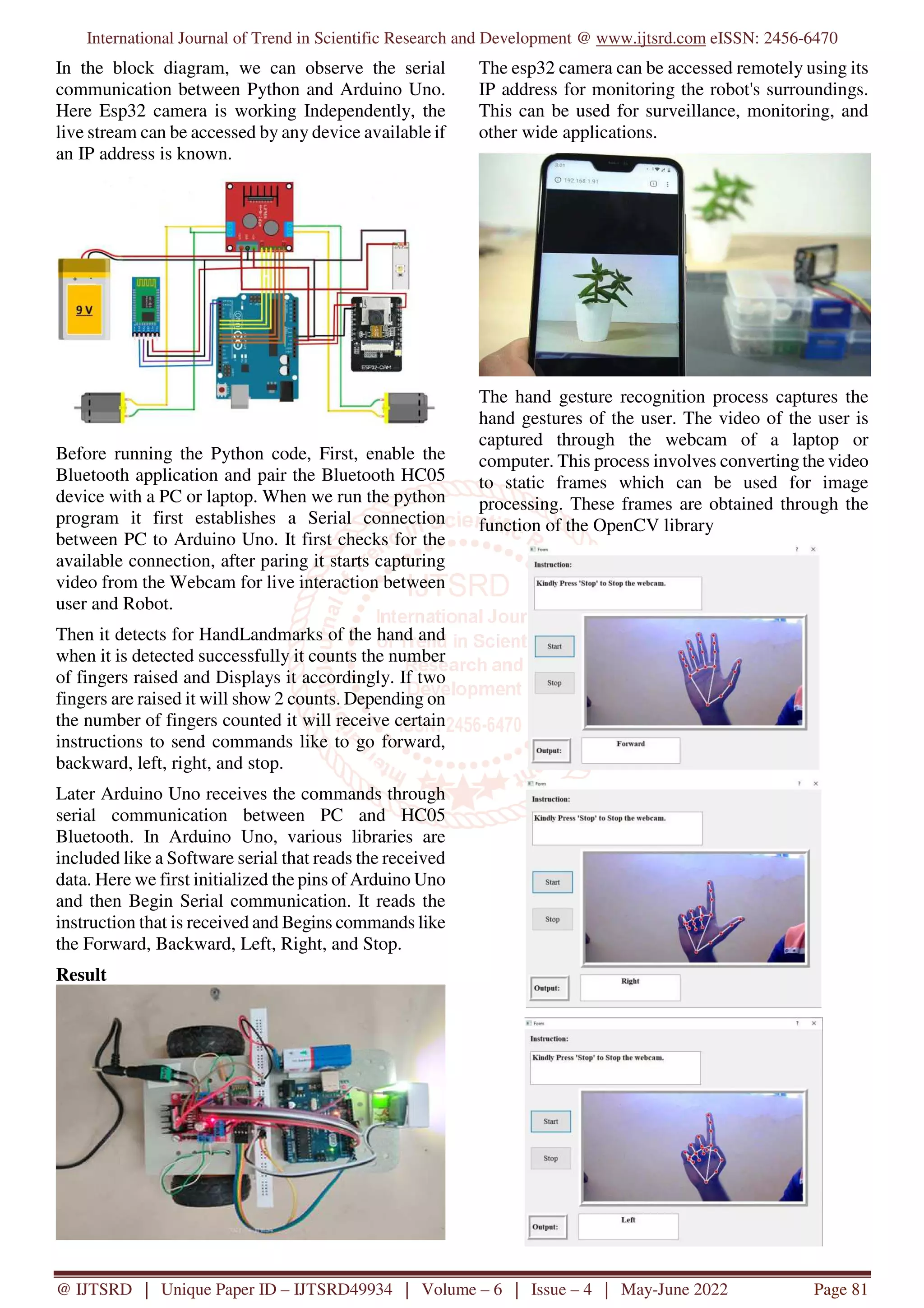 Real Time Hand Gesture Recognition Based Control of Arduino Robot | PDF