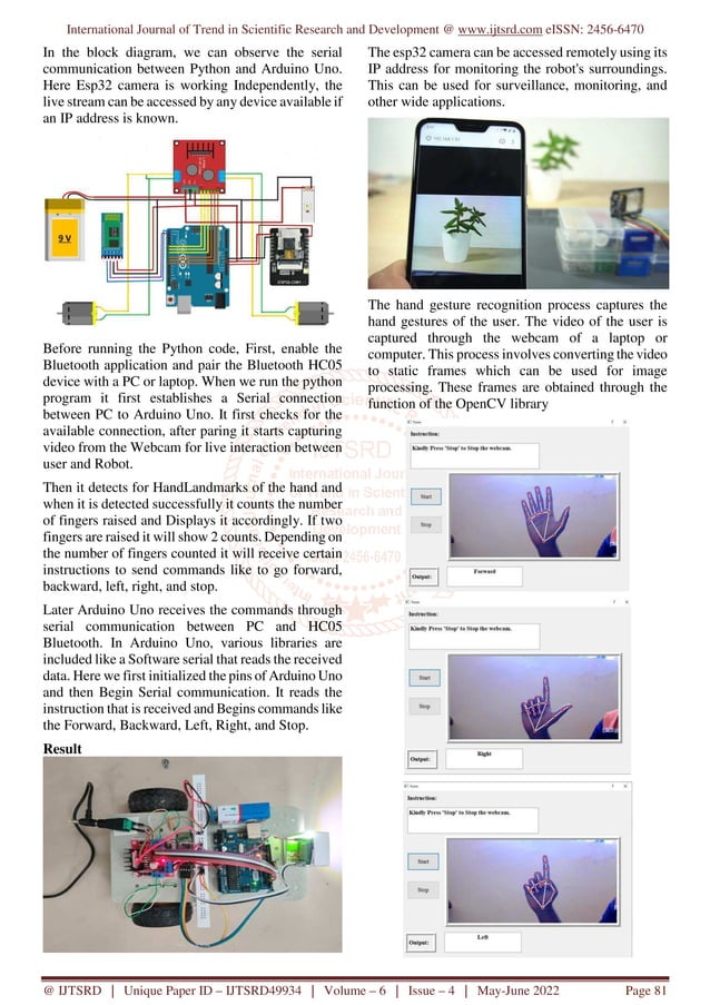 Real Time Hand Gesture Recognition Based Control of Arduino Robot | PDF