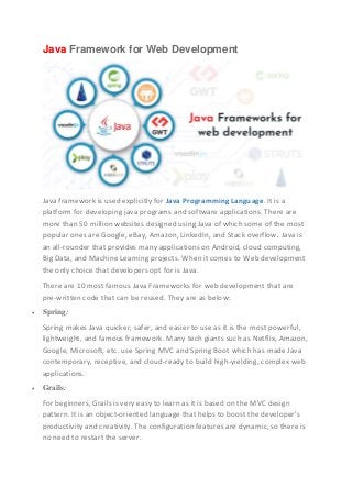 13 REASONS TO CHOOSE JAVA FOR WEB DEVELOPMENT | SSTECH SYSTEM | PDF