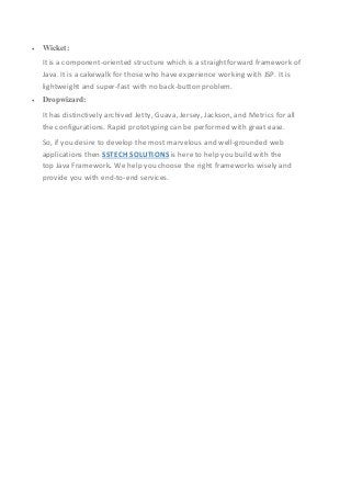 13 REASONS TO CHOOSE JAVA FOR WEB DEVELOPMENT | SSTECH SYSTEM | PDF