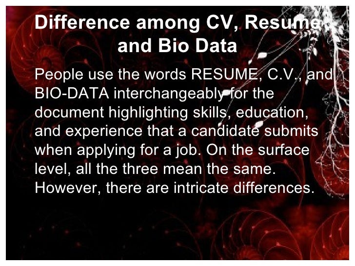 is a curriculum vitae the same as a resumes