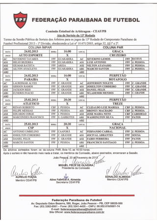 Arbitragem – Campeonato Paraibano 2013 – 13ª Rodada
