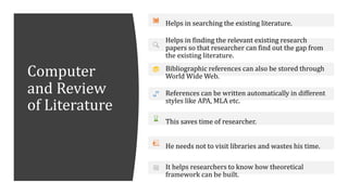 role of computer in research | PPTX