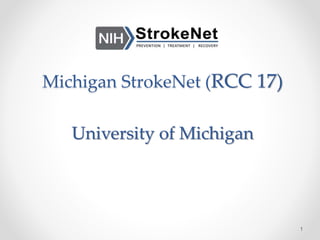 Michigan StrokeNet (RCC 17)
University of Michigan
1
 