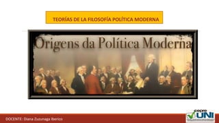 DOCENTE: Diana Zuzunaga Iberico
TEORÍAS DE LA FILOSOFÍA POLÍTICA MODERNA
 