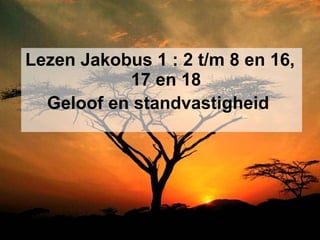 Lezen Jakobus 1 : 2 t/m 8 en 16, 17 en 18 Geloof en standvastigheid   