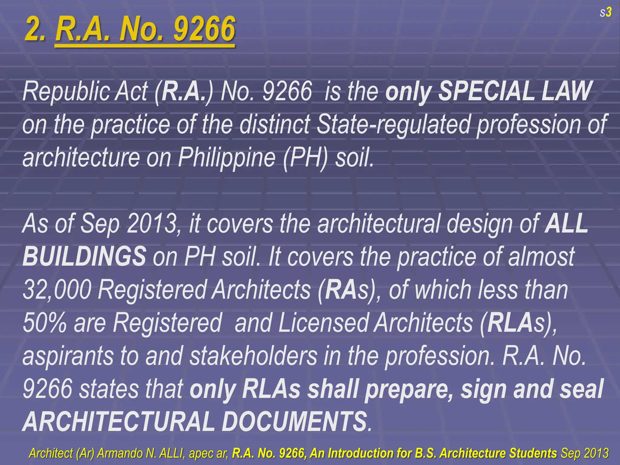 INTRODUCTION TO RA 9266 ARCHITECTURE IN THE PHILIPPINES | PPT