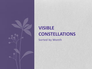 VISIBLE
CONSTELLATIONS
Sorted by Month
 