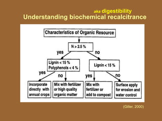 Understanding biochemical recalcitrance
(Giller, 2000)
aka digestibility
 