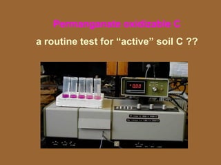 Permanganate oxidizable C
a routine test for “active” soil C ??
 