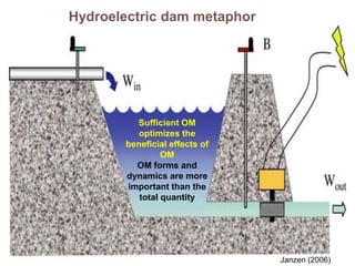 Janzen (2006)
Hydroelectric dam metaphor
Sufficient OM
optimizes the
beneficial effects of
OM
OM forms and
dynamics are more
important than the
total quantity
 