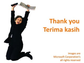 Images are
Microsoft Corporation’s
all rights reserved
Thank you
Terima kasih
 