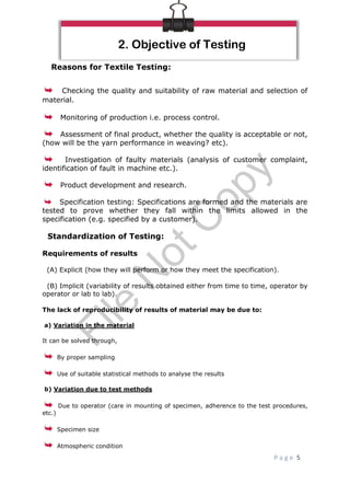textile testing in fabric rizwan | PDF