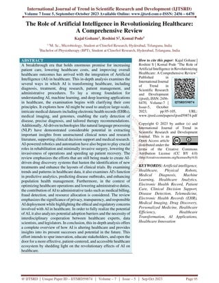 The Role of Artificial Intelligence in Revolutionizing Healthcare A ...