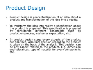 Basics of Product and Process Design Management | PDF