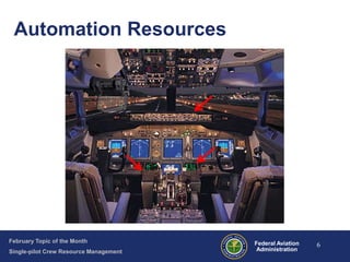 Automation Resources

February Topic of the Month
Single-pilot Crew Resource Management

Federal Aviation
Administration

6

 