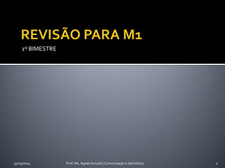 1º BIMESTRE
Prof. Ms. Agnes Arruda | Comunicação e Semiótica31/03/2014 2
 