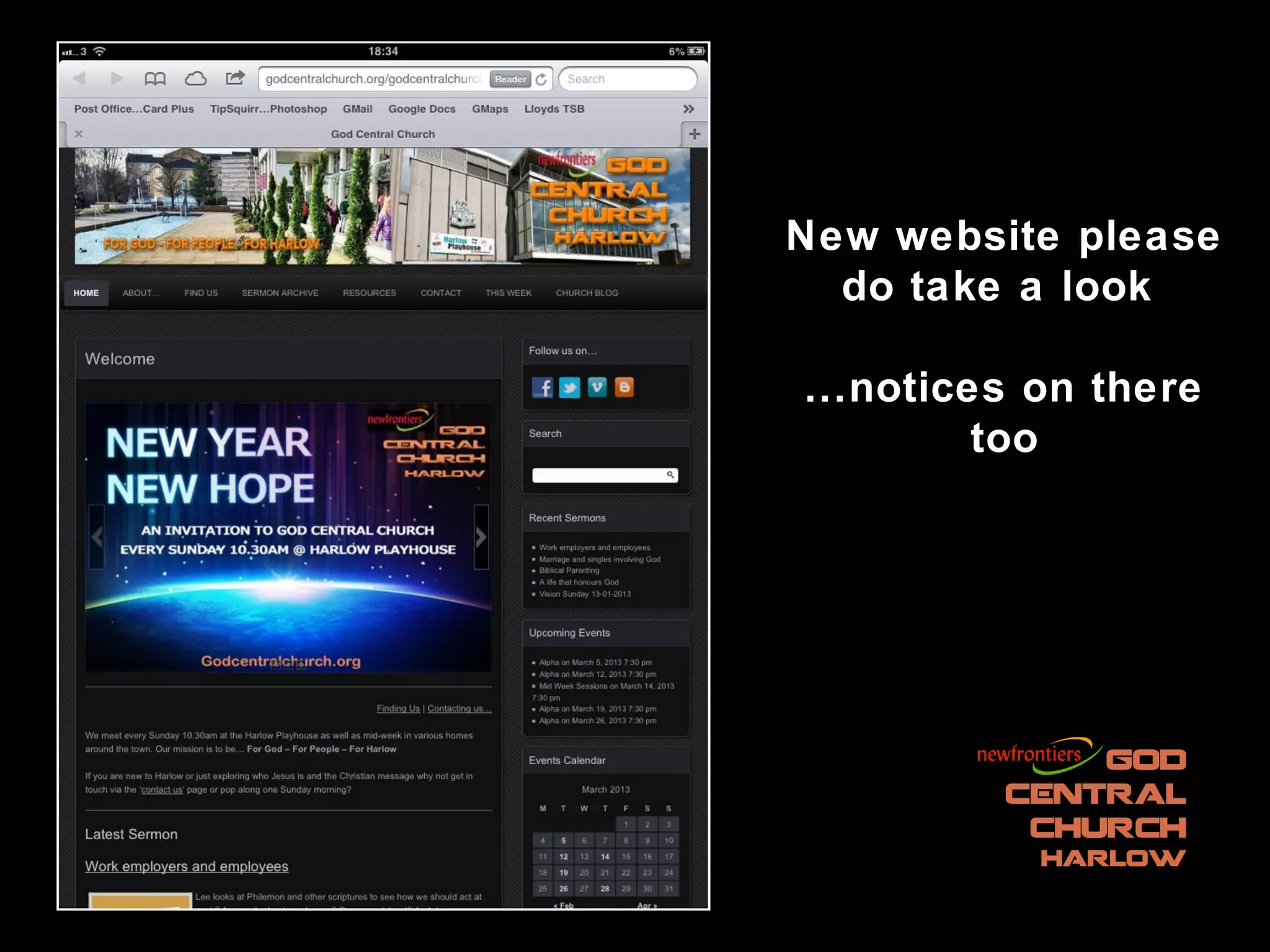 New website please
  do take a look

...notices on there
         too
 