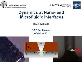 Dynamics at Nano- and  Microfluidic Interfaces Geoff Willmott NZIP Conference 19 October 2011 