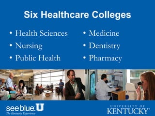 Six Healthcare Colleges
• Health Sciences
• Nursing
• Public Health
• Medicine
• Dentistry
• Pharmacy
 