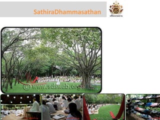 SathiraDhammasathanมีจุดมุ่งหมายเริ่มต้นงานพัฒนาคุณภาพชีวิตของชุมชนโดยเฉพาะเด็กสตรีและนักบวชโดยใช้หลักพุทธธรรมเป็นแนวทางการสอน