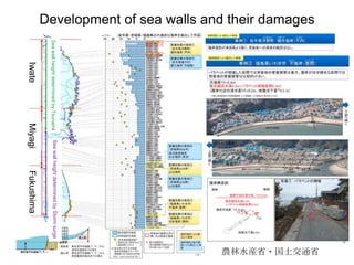 Development of sea walls and their damages
農林水産省・国土交通省
IwateMiyagiFukushima
SeawallheightdeterminedbyTsunamiSeawallheightdeterminedbyStormsurge
 