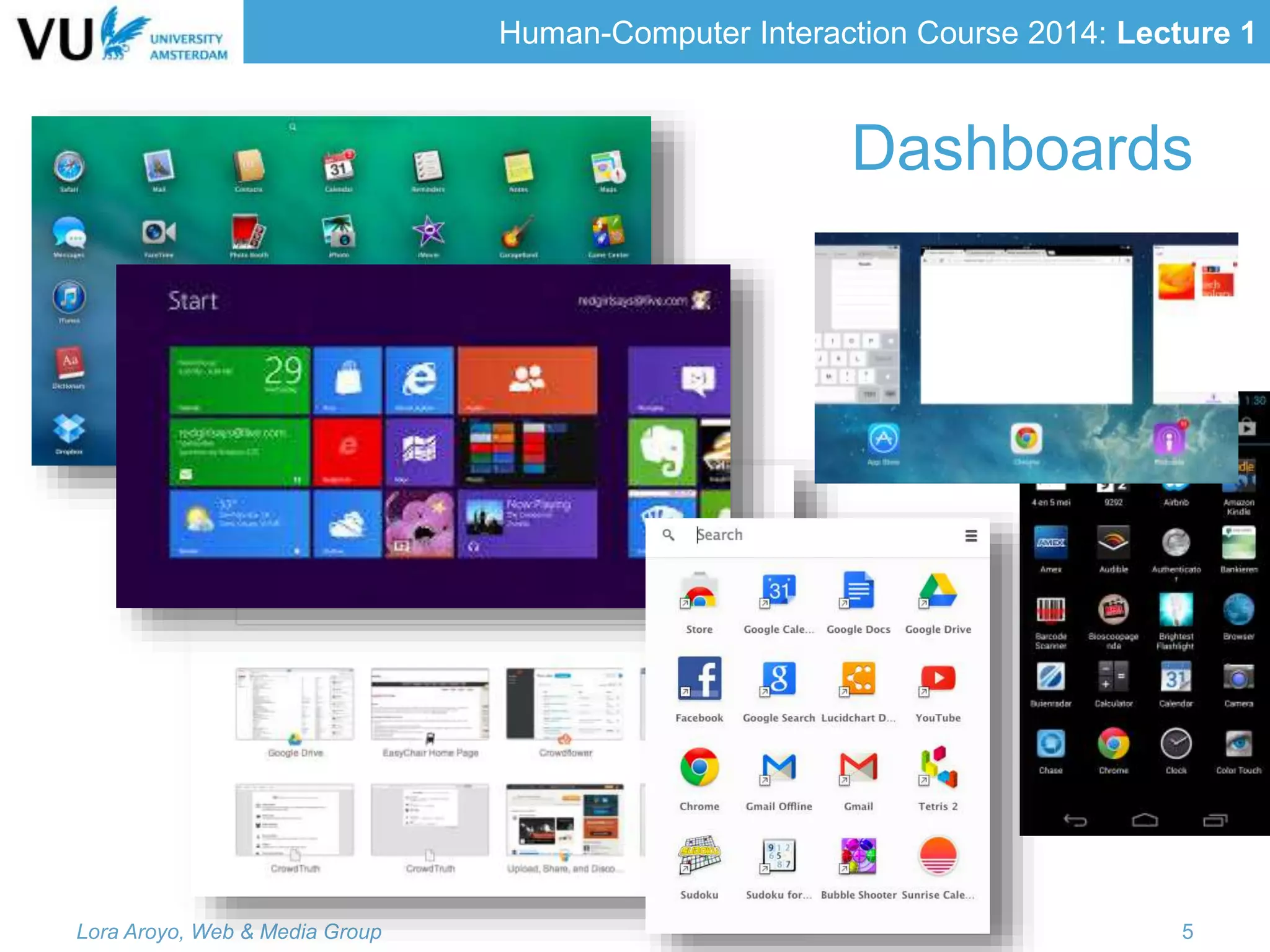 Human-Computer Interaction Course 2014: Lecture 1
Dashboards
Lora Aroyo, Web & Media Group 5
 