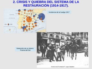 2. CRISIS Y QUIEBRA DEL SISTEMA DE LA
RESTAURACIÓN (1914-1917).
● Alfonso Incidencia de la huelga 1917
Detención de un obrero
Puerta del Sol
 