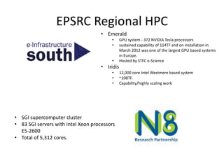 Iridis Server e-Infrastructure available for research, using the right tool for the ...