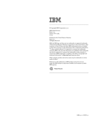 © Copyright IBM Corporation 2010

IBM Global Services
Route 100
Somers, NY 10589
U.S.A.

Produced in the United States of ...