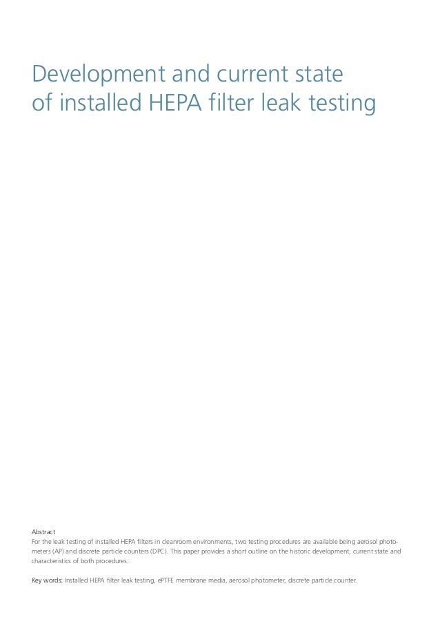 AAF Whitepaper HEPA filter leak testing