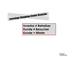 Investor = / 
Betreiber 
Kunde = / 
Besucher 
Kunde = Mieter 
 