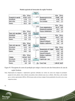 Modelo agrícola de fornecedor da região Nordeste




Figura 45. Fluxograma de custos de produção por estágio e item de custo dos fornecedores de cana da
             região Nordeste.
Nota: Depreciações de máquinas e implementos agrícolas embutidas nos valores de custos dos estágios de produção:
      preparo do solo, plantio, tratos culturais cana planta, tratos culturais cana soca e colheita. Além disso, cabe ressaltar
      que os valores apresentados (R$/ha e R$/ton) para cada um desses estágios foram ponderados de acordo com as suas
      respectivas áreas.




92
 