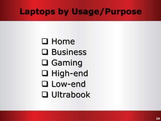Laptops by Usage/Purpose








Home
Business
Gaming
High-end
Low-end
Ultrabook
20

 