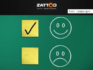 The idea: Zattoo brings Live TV on “connected devices”
Test campaigns

12

 