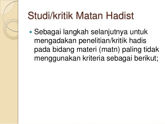 Contoh hadis matan dan sanad
