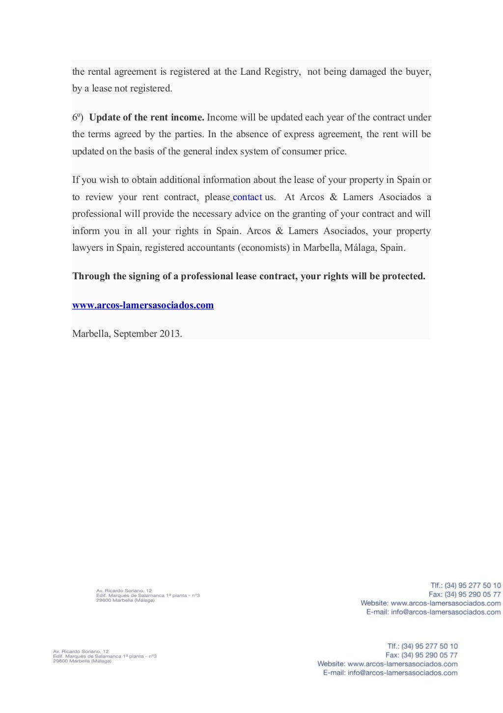 amendments to the law for rental agreements in spain