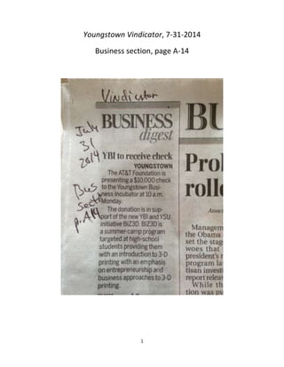1
Youngstown Vindicator, 7-31-2014
Business section, page A-14
 