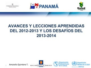 1 | Amarelis Quintero T.
AVANCES Y LECCIONES APRENDIDAS
DEL 2012-2013 Y LOS DESAFÍOS DEL
2013-2014
 