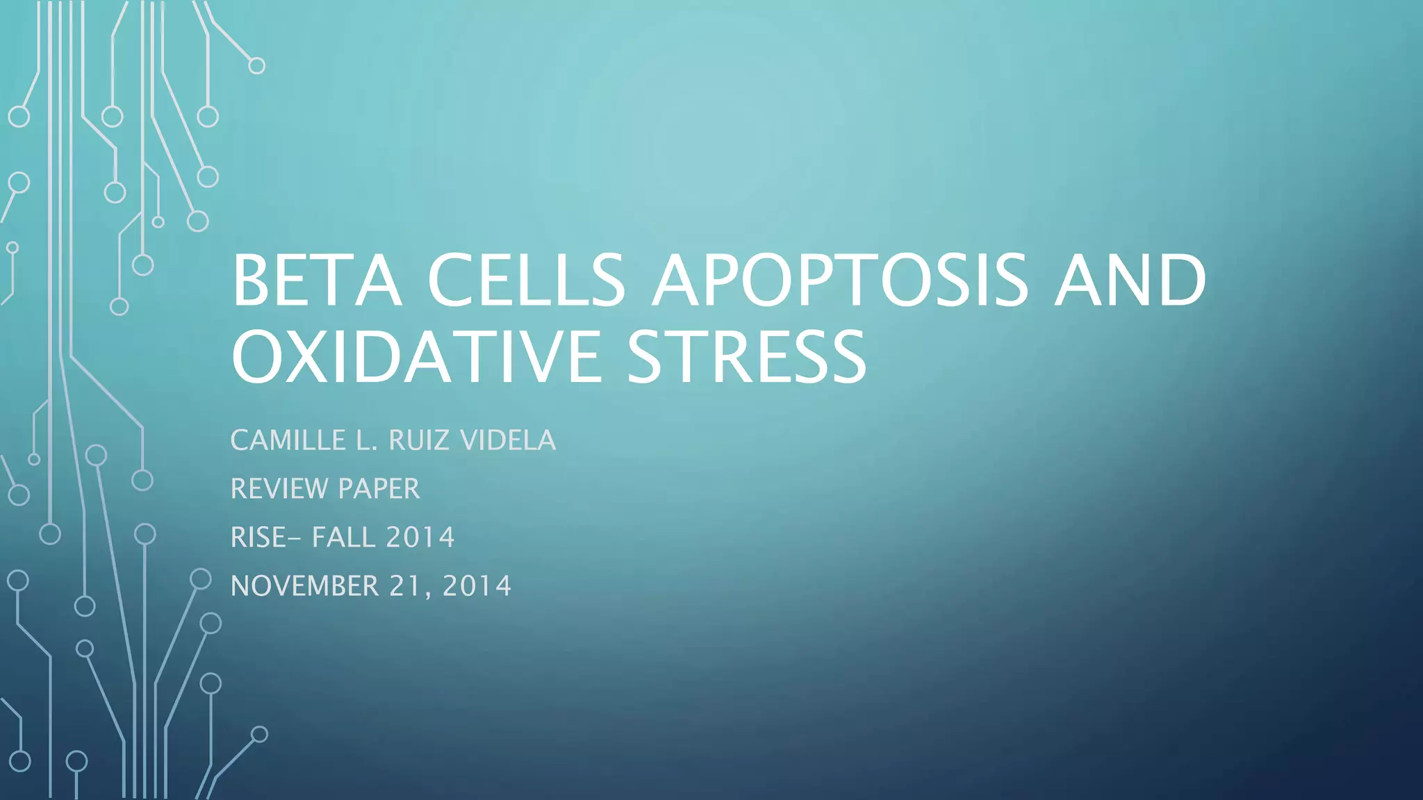 Beta Cells Apoptosis and Oxidative Stress -Camille L. Ruiz | PPTX