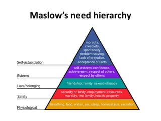 Maslow’s need hierarchy
 