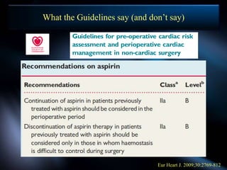 Eur Heart J. 2009;30:2769-812
What the Guidelines say (and don’t say)
 
